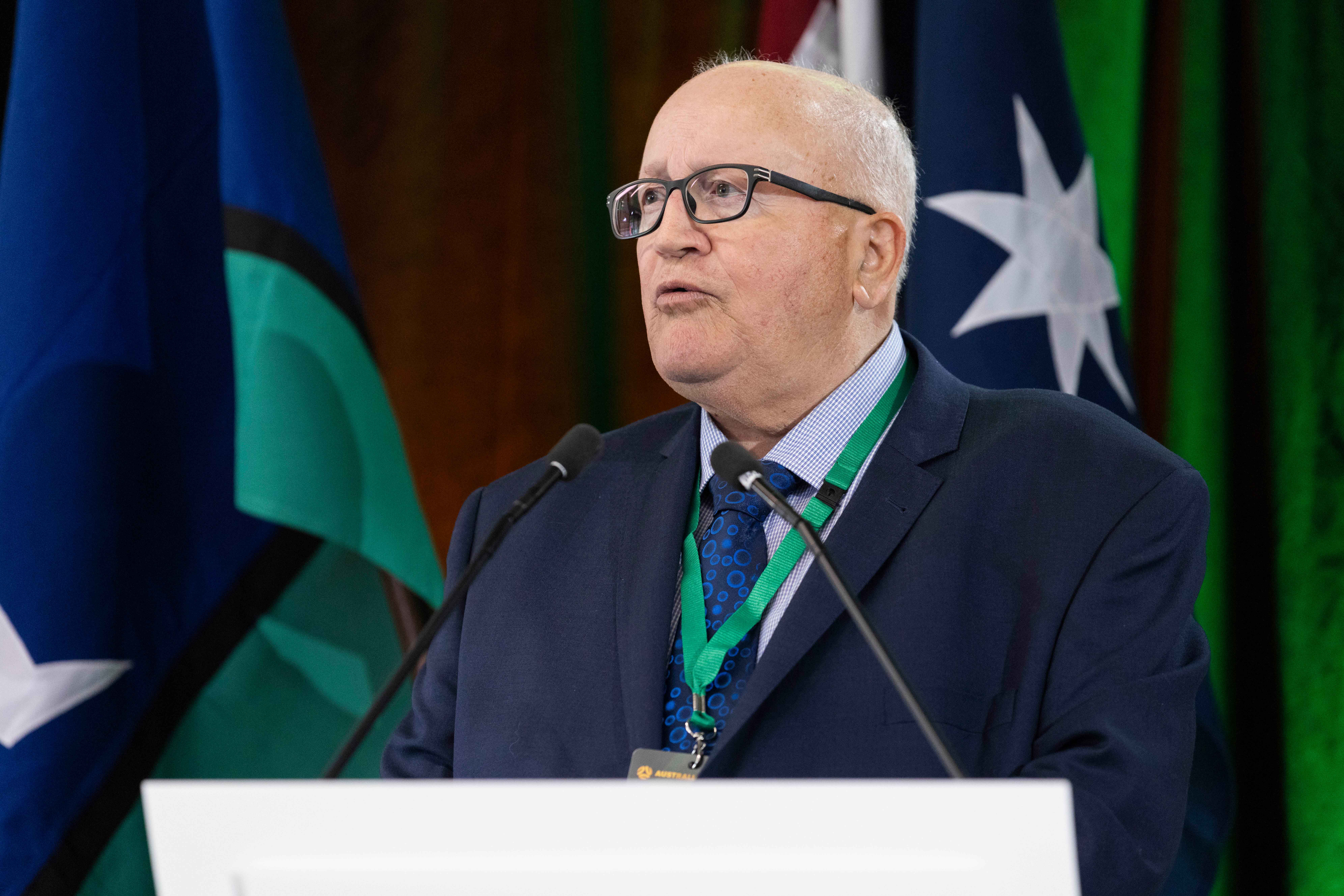 Walter Press making his acceptance speech after being inducted into the Football Australia Hall of Fame in 2022. (Photo: Tiffany Williams/Football Australia) Walter Press making his acceptance speech after being inducted into the Football Australia Hall of Fame in 2022. (Photo: Tiffany Williams/Football Australia)